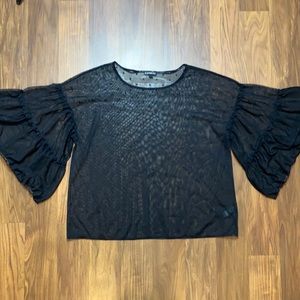 Mesh Bell-sleeve Blouse